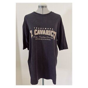 VTG Men's Sz S Z. Cavaricci Logo Tee Black and Tan Oversized Classic 90s